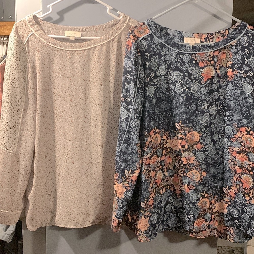 Two Loft pullover blouses.